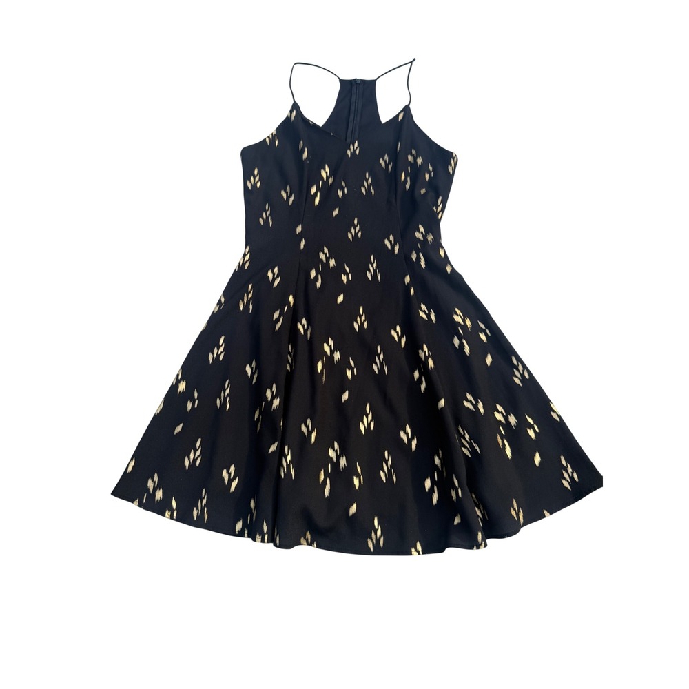 Everly Black Gold Ikat Racerback Mini Dress Sz Medium